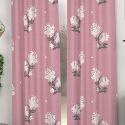 CHHAVI INDIA Pink & White 2 Pieces Floral Printed Door Curtains-image-4