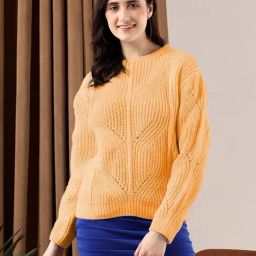 Kotty Orange Blended Regular Fit Sweater-image-41