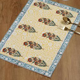 Myntra Elegant Homes 4-Pcs Yellow & Blue Printed Cotton Table Placemats-20