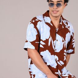 LIMEROAD Floral Printed Cutaway Collar Short Sleeves Cotton Shirt-image-95