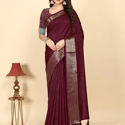 J 6 DESIGNER Woven Design Zari Art Silk Block Print Saree-picture-6