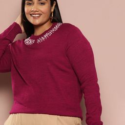 Sztori Plus Size Embellished Detail Pullover-4