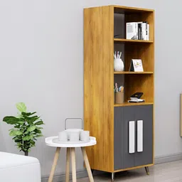 HEXA RED Brown & Grey Wooden Book Shelf-29