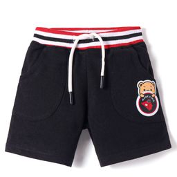 Mark & Mia Knee Length Shorts with Tiiping Rib & Graphic Print - Black-image-94