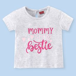 Babyhug 100% Cotton Knit Half Sleeves Tee With Text Graphics - White-picture-24