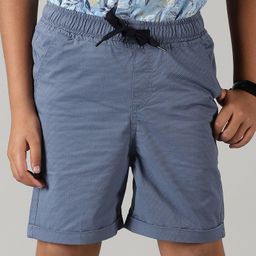 Kiddopanti Solid Basic Rolled Up Shorts - Light Grey & Blue-image-12