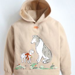 Cherry Crumble By Nitt Hyman Full Sleeves Animal  Printed Hooded Sweatshirt - Beige-image-48