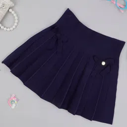 One Friday Pleated & Bow Detailed Skirt -  Navy Blue-picture-23