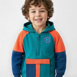 Babyhug Cotton Knit Full Raglan Sleeves Hooded Sweatjacket with Zipper & Graphics - Teal Blue-picture-28