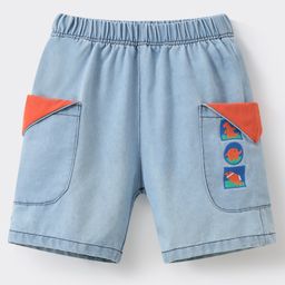 Mark & Mia Cotton Shorts with Animal Embroidery - Light Blue-image-21