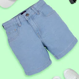 Kiddopanti Denim Solid Shorts - Blue-picture-26