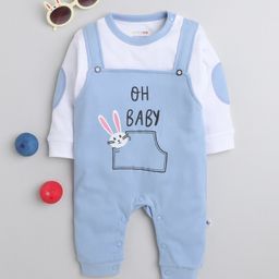 BUMZEE Interlock Knit Full Sleeves Bunny Printed Romper - Light Blue-image-23
