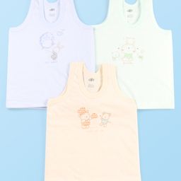 Zero Sinker Knit Sleeveless Animal Printed Vests Pack Of 3 - White-image-74