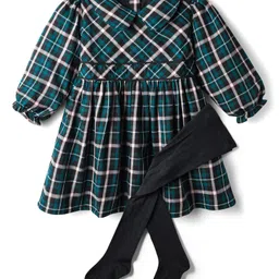 Babyhug Cotton Woven Full Sleeves Checkered Frock With Legging - Multicolour-picture-43