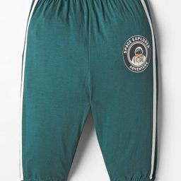 Tango Single Jersey Knit Full Length Pajama With Space Explorer Text Print - Dark Green-picture-5