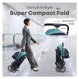 R for Rabbit Premium Design Street Smart Nova Stylish Stroller & Pram With Quick Fold Mechanism- Black & Green image 2