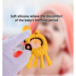 Sparkle Joy Silicone Combo Of Giraffe Shape & Rattle Handle Teethers - Multicolor image 2