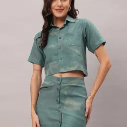 BRIJAL LAD Printed A-Line Button-Down Mini Skirt-8