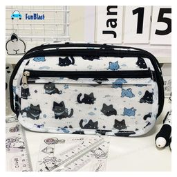 Bunie Cat Printed Multiple Compartment Aesthetic Pouch - Multicolor image 4
