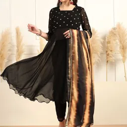 Moda Rapido Women Embroidered Regular Kurta with Trousers & With Dupatta-image-55