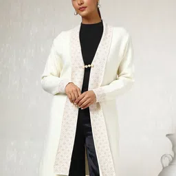 Soch Self Design Longline Acrylic Open Front Shrug-12