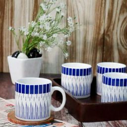 Femora Blue Ceramic Handcrafted Tea Cups (0.18 L) - Set of 6-image-96