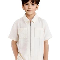 Rare Ones Boys Off White Viscose Solid Shirt-image-37