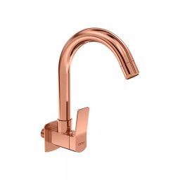 CERA Sylvina Sink Mixer Quarter Turn Wall Mount PVD Finish Rose Gold with Long Swivel Spout & Wall Flange, F1021251RG-image-71