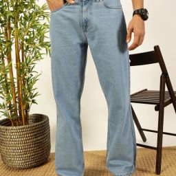Thomas Scott Light Blue Cotton Relaxed Fit Solid Jeans-image-49