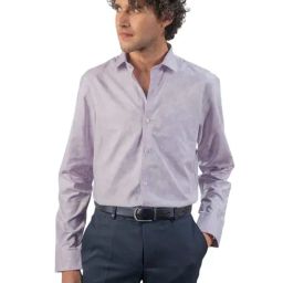 Turtle Light Blue Cotton Slim Fit Jacquard Shirt-image-26