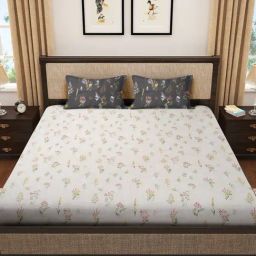 HOSTA HOMES Floral Printed Multicolor Double 280 TC Cotton Blend Bedsheet with 2 Pillow Covers-picture-14