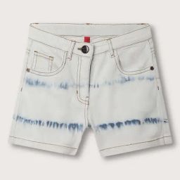Blue Giraffe Kids Blue Cotton Washed Shorts-image-38
