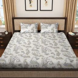 HOSTA HOMES Abstract Printed Multicolor Double 280 TC Cotton Blend Bedsheet with 2 Pillow Covers-13