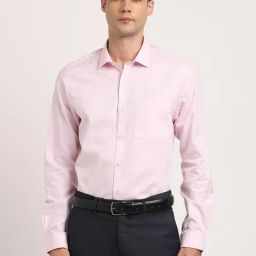 Turtle Light Pink Cotton Slim Fit Dobby Shirt-image-40