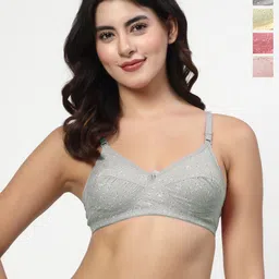 LILY imhsar Pack Of 4 Floral Printed Full Coverage Seamed Non Padded Bra-33
