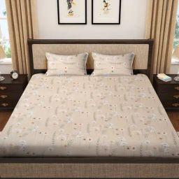 HOSTA HOMES Floral Printed Multicolor Double 280 TC Cotton Blend Bedsheet with 2 Pillow Covers-picture-15
