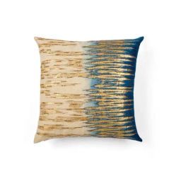 Home4U Leana Beige & Blue Cotton Cushion Cover - Set of 1-image-77