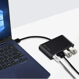 Alogic USB 3.0 SuperSpeed 3 Port HUB and Gigabit Ethernet Adapter (Black) image 2