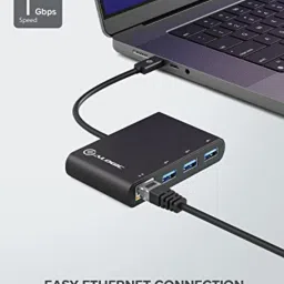 Alogic USB-C to Gigabit Ethernet & USB 3.0 SuperSpeed 3 Port USB Hub (Black) image 4