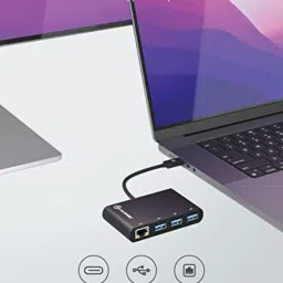 Alogic USB-C to Gigabit Ethernet & USB 3.0 SuperSpeed 3 Port USB Hub (Black) image 2