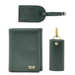 Tohl Sintra Green Casual Leather Bi-Fold Wallet,Keychain & Key Tag Set for Men image 1
