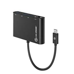 Alogic USB-C to Gigabit Ethernet & USB 3.0 SuperSpeed 3 Port USB Hub (Black) image 1