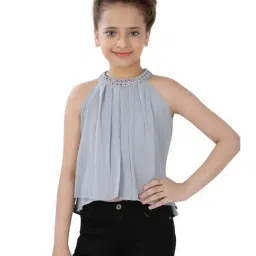 poplins Kids Grey Cotton Regular Fit Top-image-81