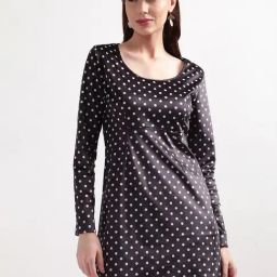 Elle Black Printed A Line Dress-image-40