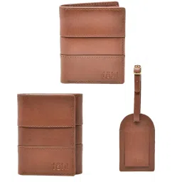 Tohl Ravello Tan Casual Leather Bi-Fold Wallet,Card Holder & Key Tag Set for Men image 1