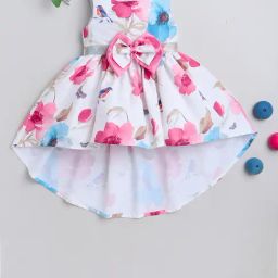 Many Frocks Kids White & Pink Applique Dress-image-90