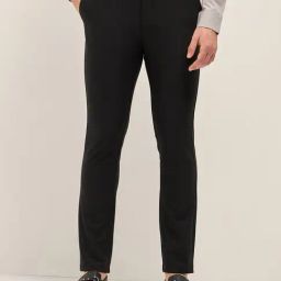 The Bear House Black Polyester Slim Fit Solid Formal Trousers-image-52