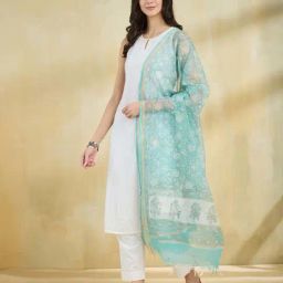 Fabindia Blue Printed Dupatta-picture-15