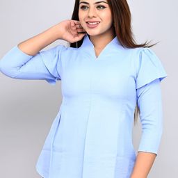 FELLAMO Wome V-neck Regular Sleeves Shirt Style Top-image-81