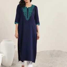 Libas Blue Solid Kurta-image-24